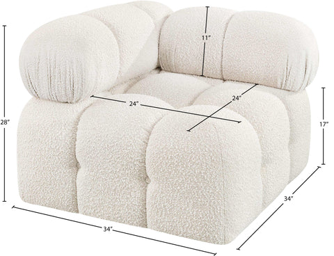 Darcy Cream Boucle Fabric Upholstered Corner Chair, 1 Piece