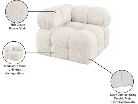 Darcy Cream Boucle Fabric Upholstered Corner Chair, 1 Piece