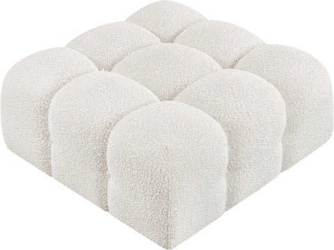 Niya Cream Boucle Fabric Ottoman Ott