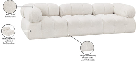 Darcy 102" Cream Boucle Fabric Upholstered Sofa, 3-Piece