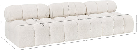 Darcy 102" Cream Boucle Fabric Upholstered Armless Sofa, 3-Piece