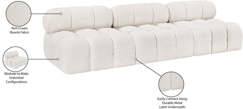 Darcy 102" Cream Boucle Fabric Upholstered Armless Sofa, 3-Piece