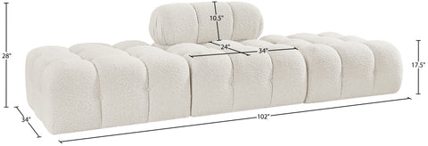 Darcy 102" Cream Boucle Fabric Upholstered Sofa, 3-Piece (Style 2)