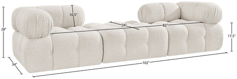 Darcy 102" Cream Boucle Fabric Upholstered Sofa, 3-Piece (Style 3)