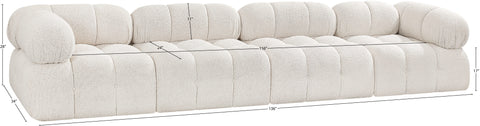 Darcy 136" Cream Boucle Fabric Upholstered Sofa, 4-Piece