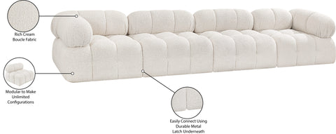 Darcy 136" Cream Boucle Fabric Upholstered Sofa, 4-Piece