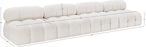 Darcy 136" Cream Boucle Fabric Upholstered Armless Sofa, 4-Piece