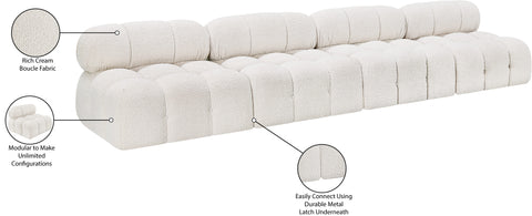 Darcy 136" Cream Boucle Fabric Upholstered Armless Sofa, 4-Piece