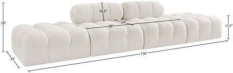 Darcy 136" Cream Boucle Fabric Upholstered Sofa, 4-Piece (Style 2)