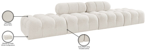 Darcy 136" Cream Boucle Fabric Upholstered Sofa, 4-Piece (Style 2)