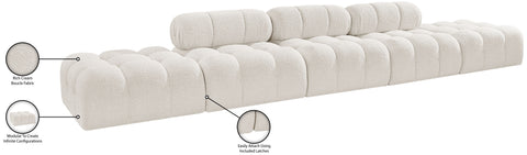Darcy 170" Cream Boucle Fabric Upholstered Sofa, 5-Piece