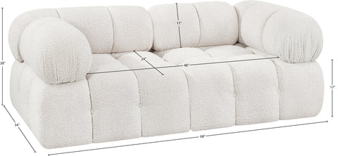 Darcy 68" Cream Boucle Fabric Upholstered Loveseat, 2-Piece