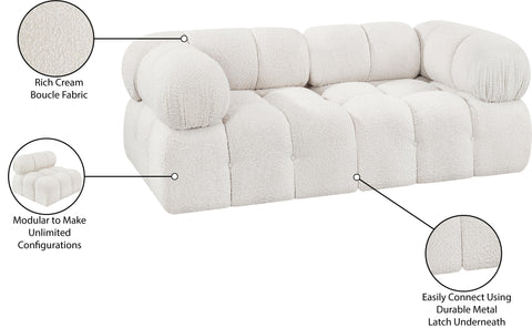 Darcy 68" Cream Boucle Fabric Upholstered Loveseat, 2-Piece