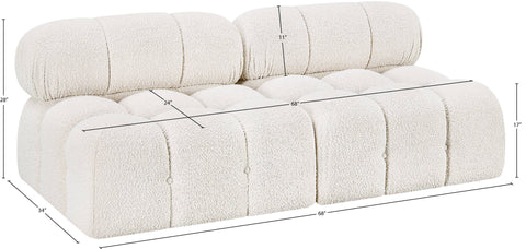 Darcy 68" Cream Boucle Fabric Upholstered Armless Loveseat, 2-Piece