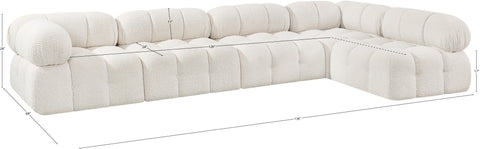 Darcy 136" Cream Boucle Fabric Upholstered Sectional, 5-Piece