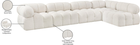 Darcy 136" Cream Boucle Fabric Upholstered Sectional, 5-Piece
