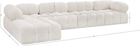 Darcy 136" Cream Boucle Fabric Upholstered Sectional, 5-Piece (Style 2)