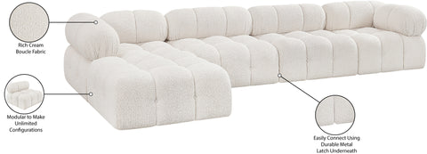 Darcy 136" Cream Boucle Fabric Upholstered Sectional, 5-Piece (Style 2)