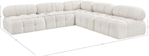 Darcy 102" Cream Boucle Fabric Upholstered Sectional, 5-Piece