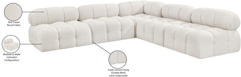 Darcy 102" Cream Boucle Fabric Upholstered Sectional, 5-Piece