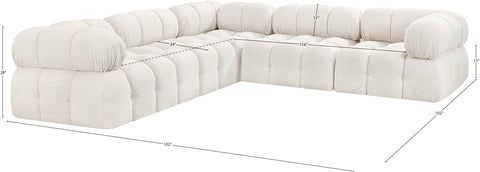 Darcy 102" Cream Boucle Fabric Upholstered Sectional, 5-Piece (Style 2)