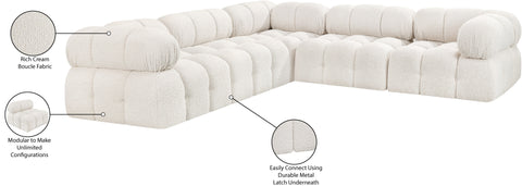 Darcy 102" Cream Boucle Fabric Upholstered Sectional, 5-Piece (Style 2)