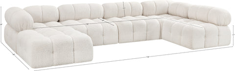 Darcy 136" Cream Boucle Fabric Upholstered Sectional, 6-Piece