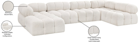 Darcy 136" Cream Boucle Fabric Upholstered Sectional, 6-Piece