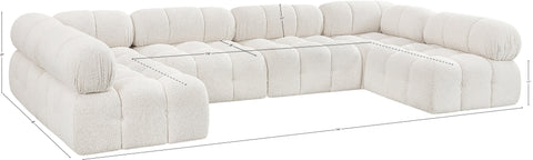 Darcy 136" Cream Boucle Fabric Upholstered Sectional, 6-Piece (Style 2)