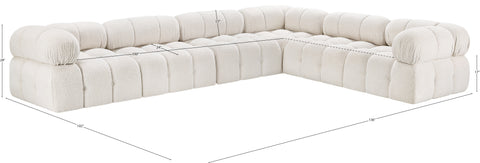 Darcy 136" Cream Boucle Fabric Upholstered Sectional, 6-Piece (Style 4)