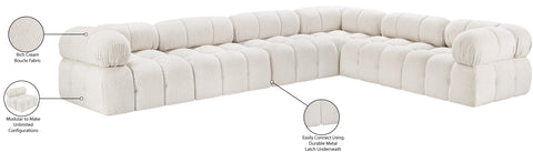 Darcy 136" Cream Boucle Fabric Upholstered Sectional, 6-Piece (Style 4)