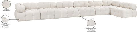 Darcy 204" Cream Boucle Fabric Upholstered Sectional, 7-Piece