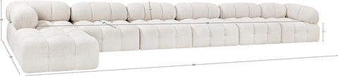 Darcy 204" Cream Boucle Fabric Upholstered Sectional, 7-Piece (Style 2)