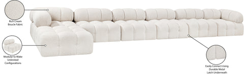 Darcy 204" Cream Boucle Fabric Upholstered Sectional, 7-Piece (Style 2)
