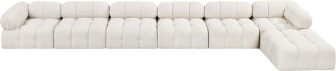 Darcy 204" Cream Boucle Fabric Upholstered Sectional, 7-Piece (Style 2)