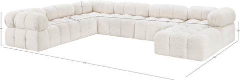 Darcy 136" Cream Boucle Fabric Upholstered Sectional, 7-Piece