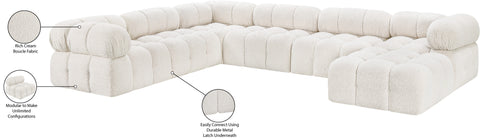 Darcy 136" Cream Boucle Fabric Upholstered Sectional, 7-Piece