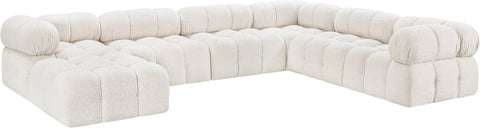 Darcy 136" Cream Boucle Fabric Upholstered Sectional, 7-Piece