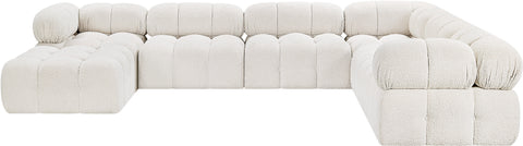 Darcy 136" Cream Boucle Fabric Upholstered Sectional, 7-Piece