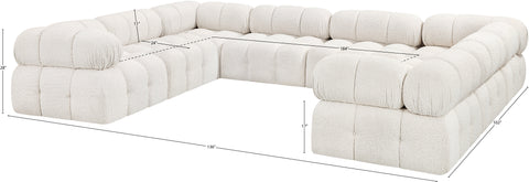 Darcy 136" Cream Boucle Fabric Upholstered Sectional, 8-Piece