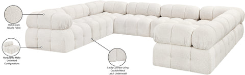 Darcy 136" Cream Boucle Fabric Upholstered Sectional, 8-Piece