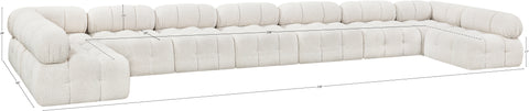 Darcy 204" Cream Boucle Fabric Upholstered Sectional, 9-Piece