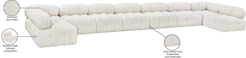 Darcy 204" Cream Boucle Fabric Upholstered Sectional, 9-Piece