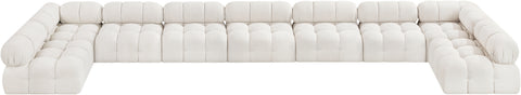 Darcy 204" Cream Boucle Fabric Upholstered Sectional, 9-Piece