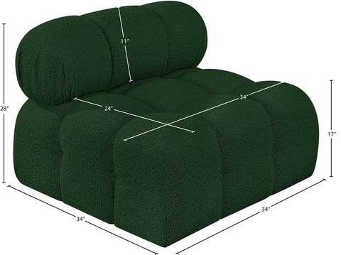 Darcy Green Boucle Fabric Upholstered Armless Chair, 1 Piece