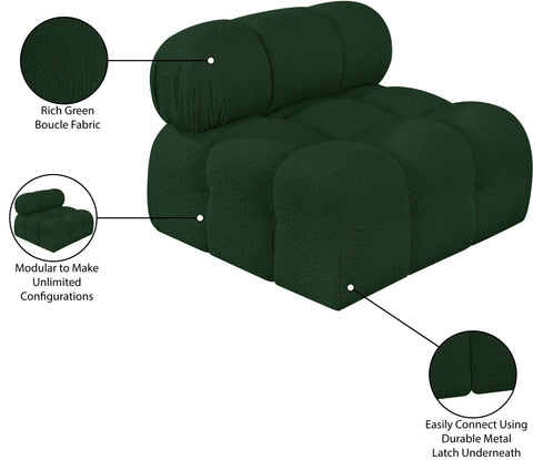Darcy Green Boucle Fabric Upholstered Armless Chair, 1 Piece