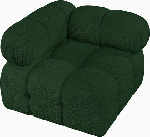 Niya Green Boucle Fabric Corner Corner