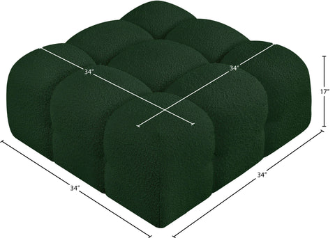 Darcy Green Boucle Fabric Upholstered Ottoman, 1 Piece