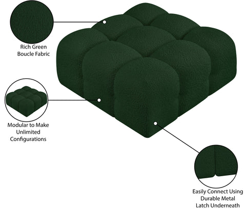 Darcy Green Boucle Fabric Upholstered Ottoman, 1 Piece