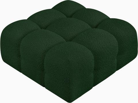 Niya Green Boucle Fabric Ottoman Ott